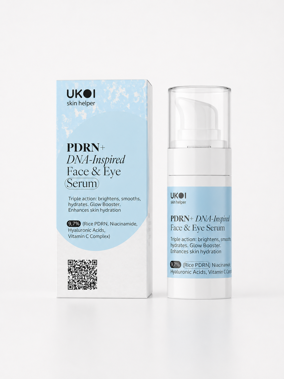 PDRN+ DNA-Inspired Face & Eye Serum with outer packaging