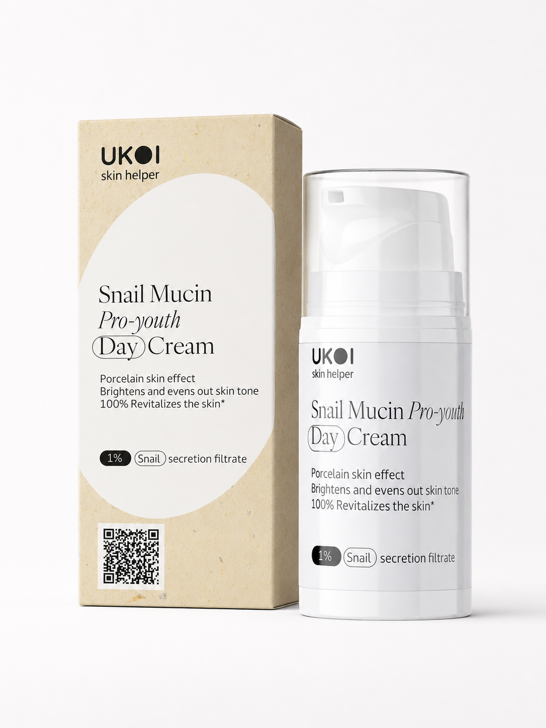 UKOI Snail Mucin Pro-youth Day Cream with packaging