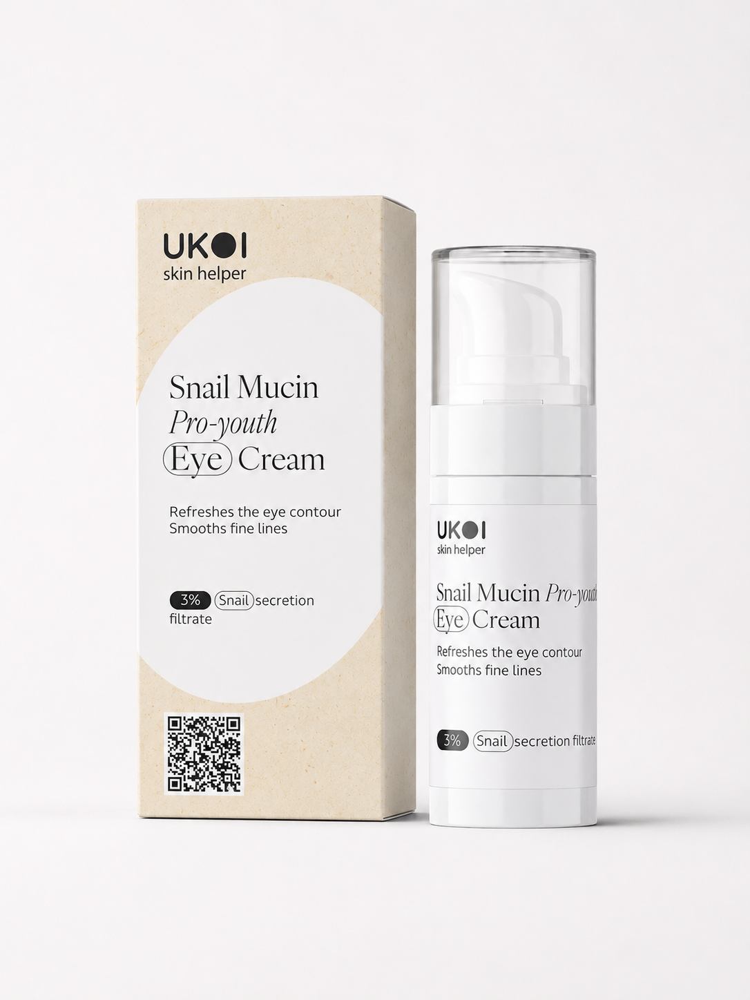 UKOI Snail Mucin Pro-youth Eye Cream with packaging