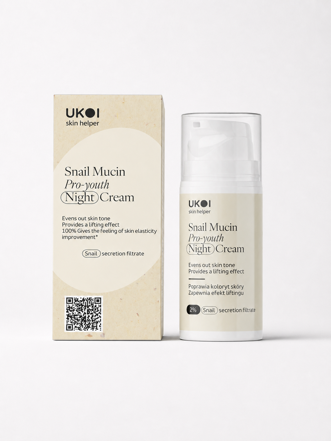 UKOI Snail Mucin Pro-youth Night Cream with packaging